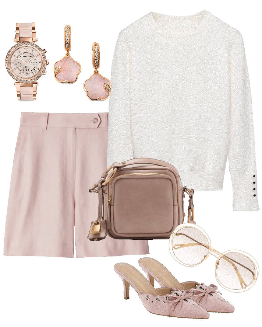pastel pink and white sweater
