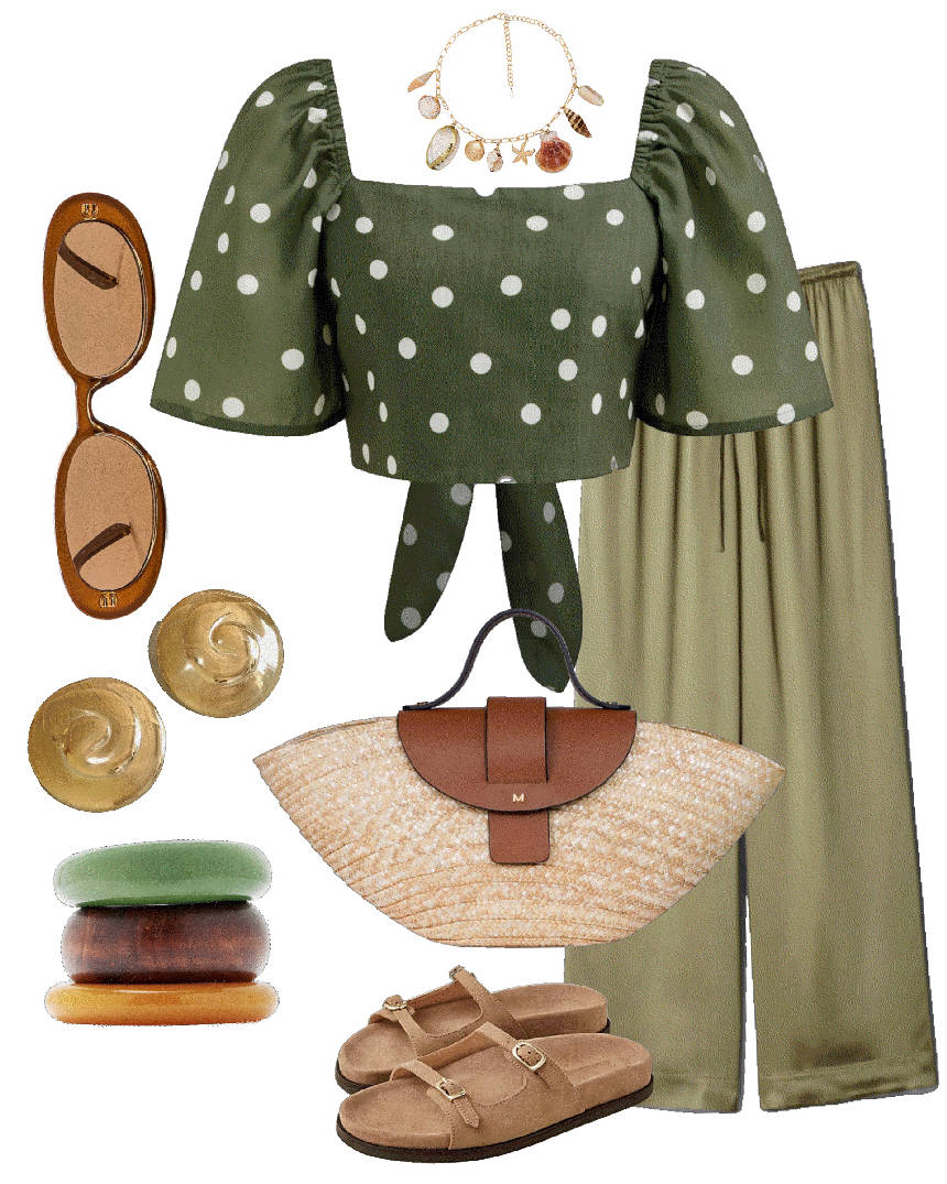 suede sliders styled with olive green outfit
