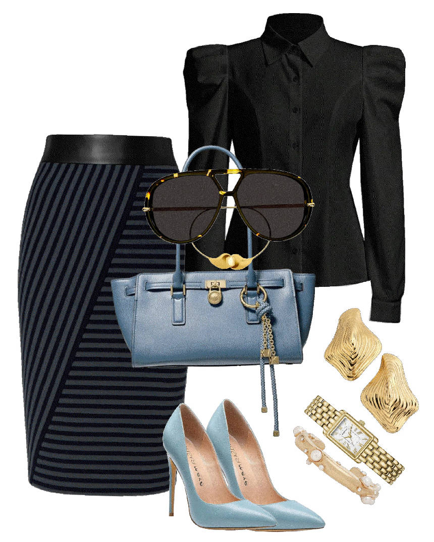 black and blue accessories, for work