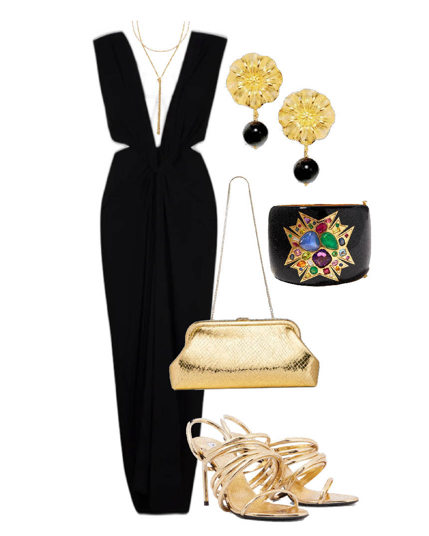 black evening plungen dress