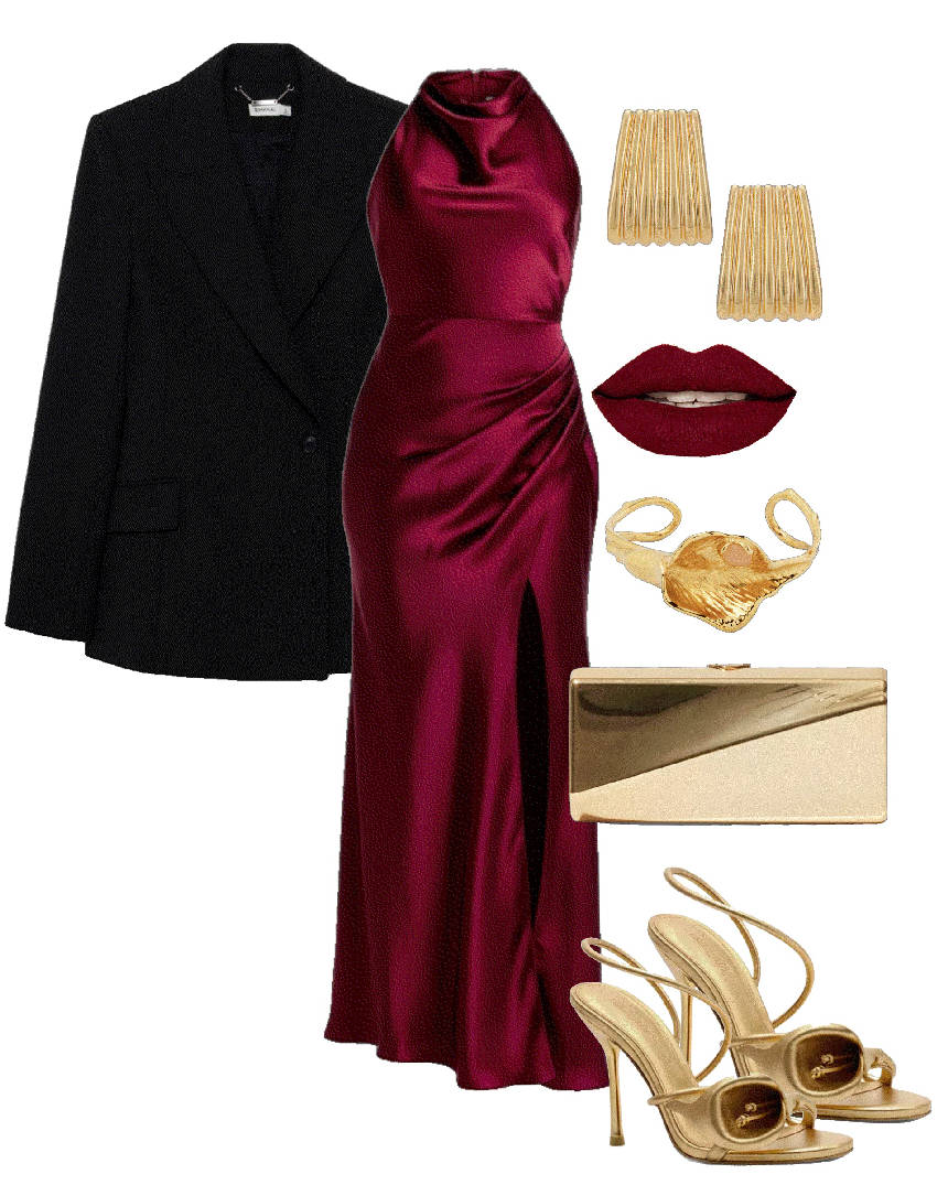 burgundy satin maxi skirt