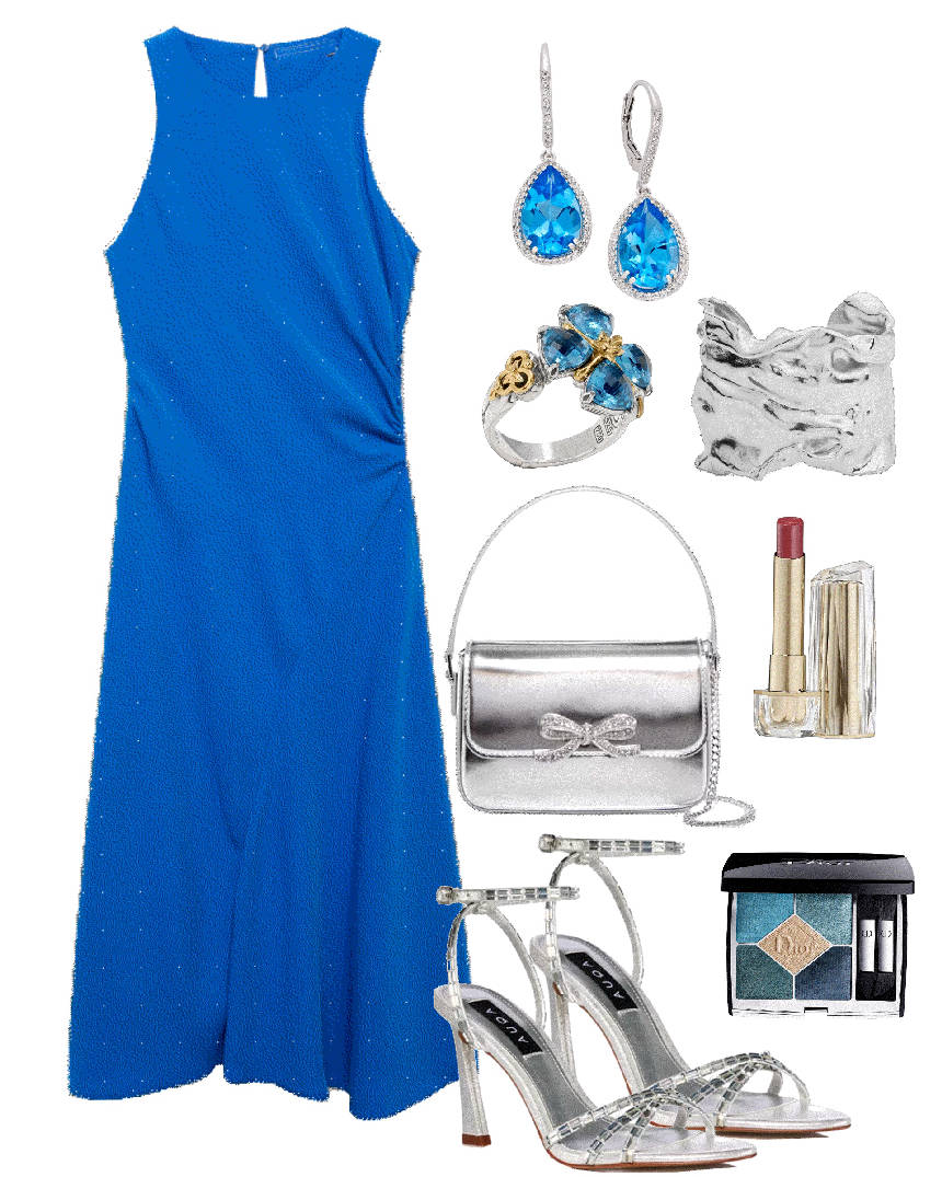 blue mini dress evening style