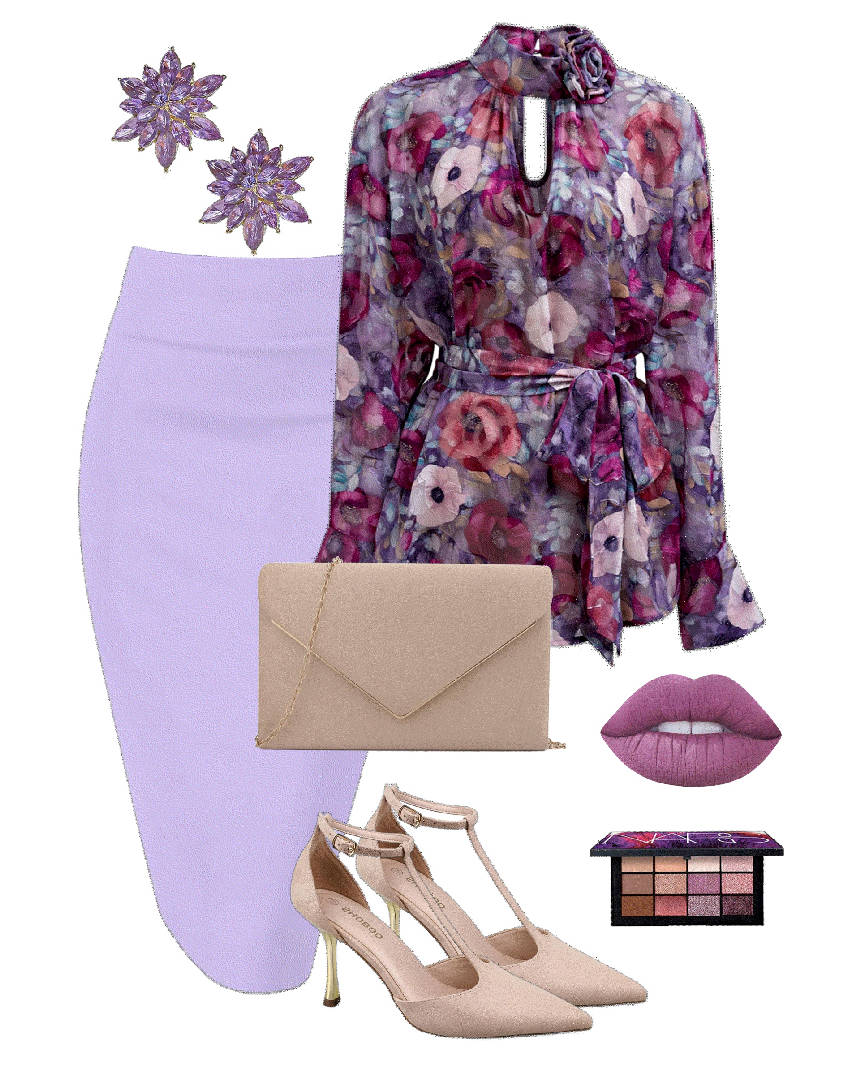 work style floral blouse and pencil skirt