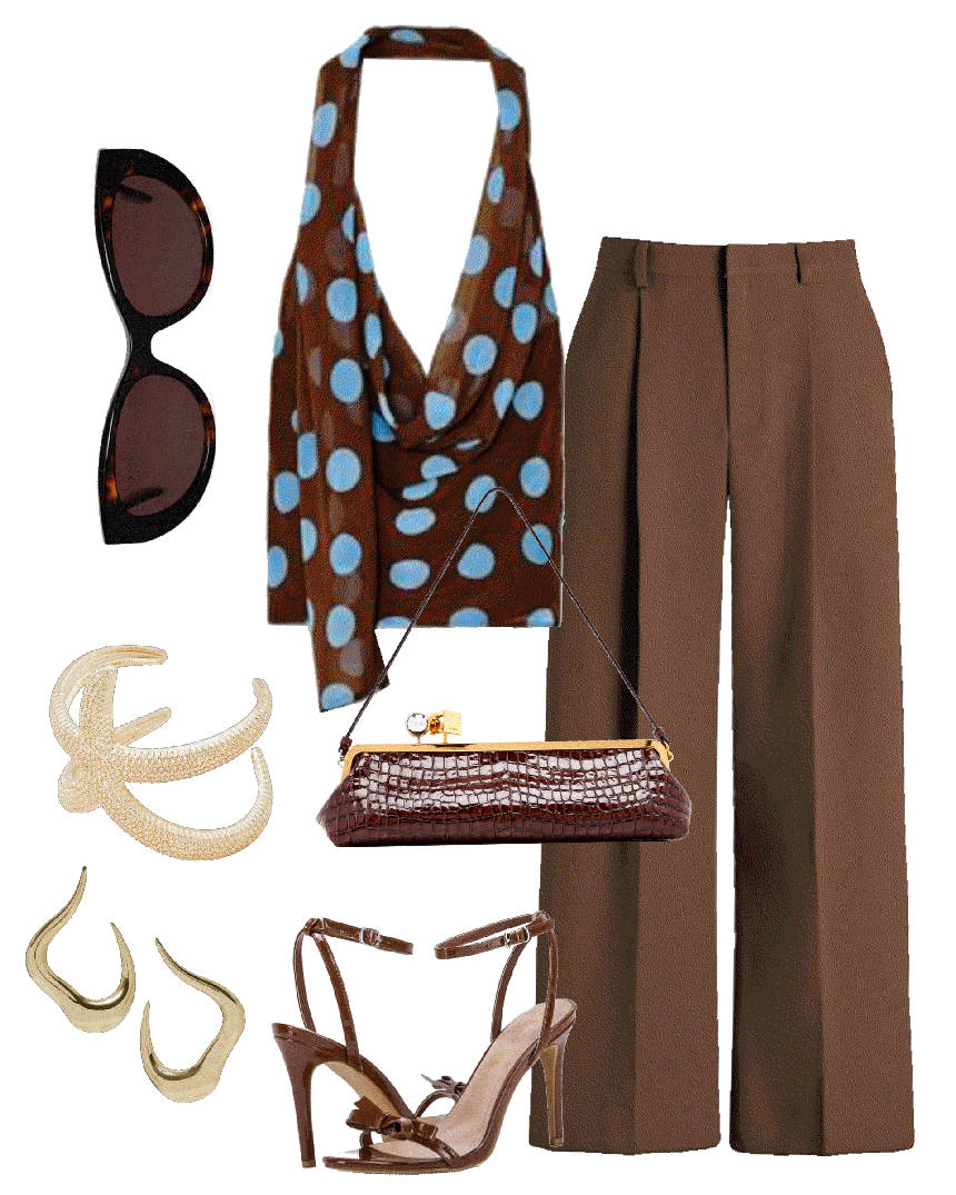 straight leg pants and v-neck top