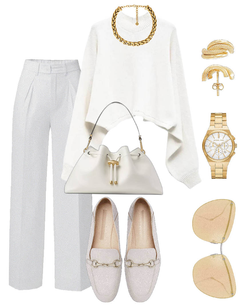 all white loafers outfit