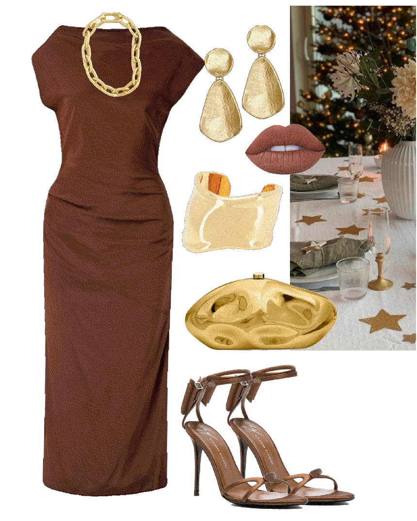 brown evening dress