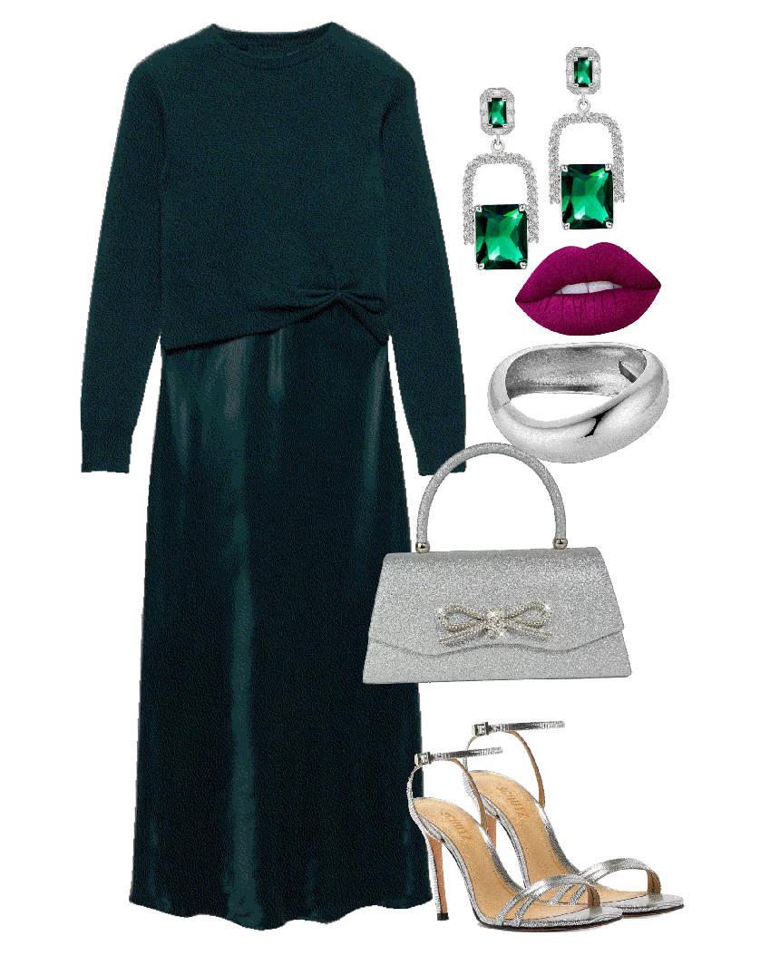 green sweater dress for the night