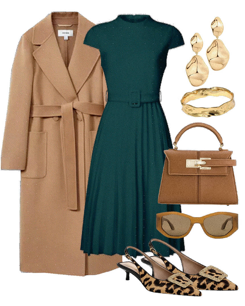 green dress styles with animal print shoes