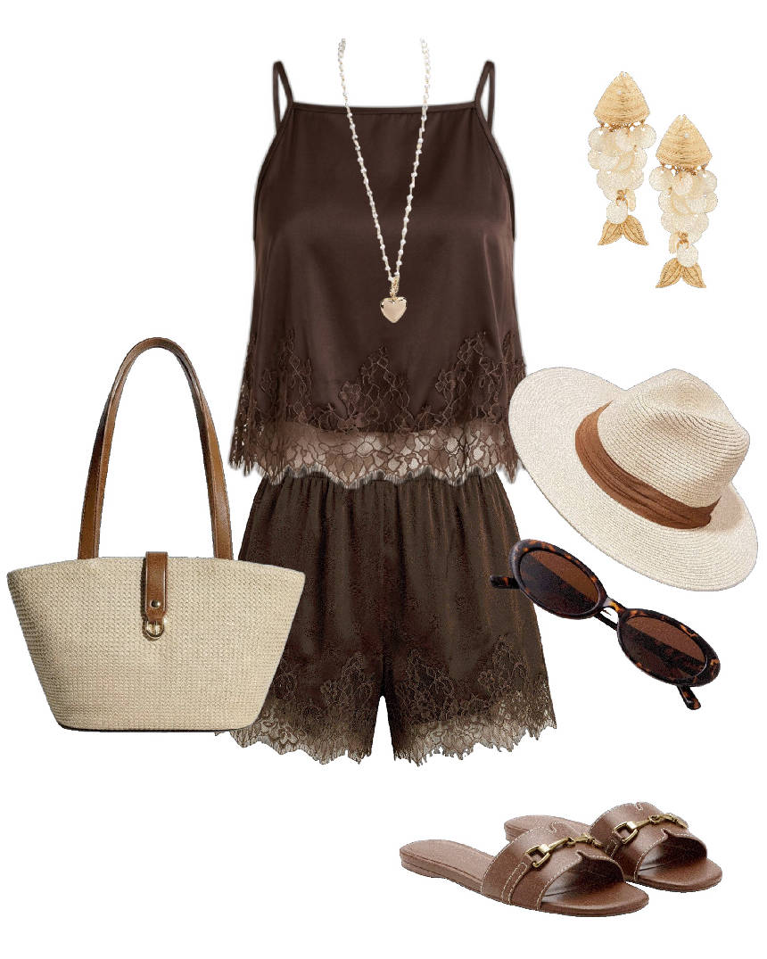 cute satin matching set for the beach