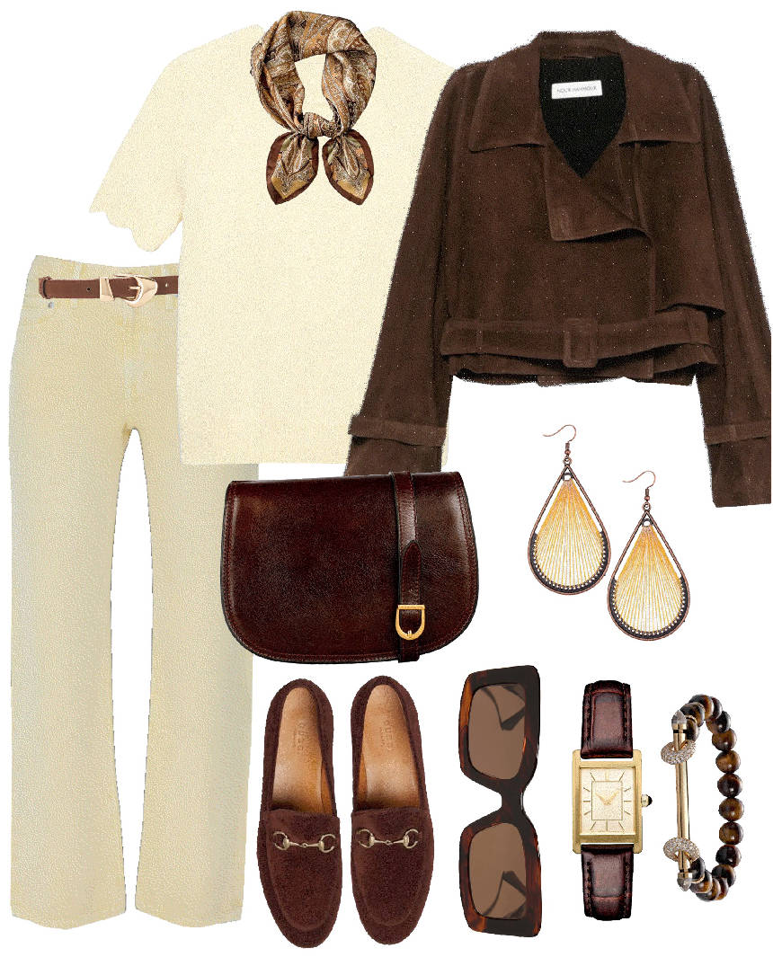 yellow jeans and top outfit