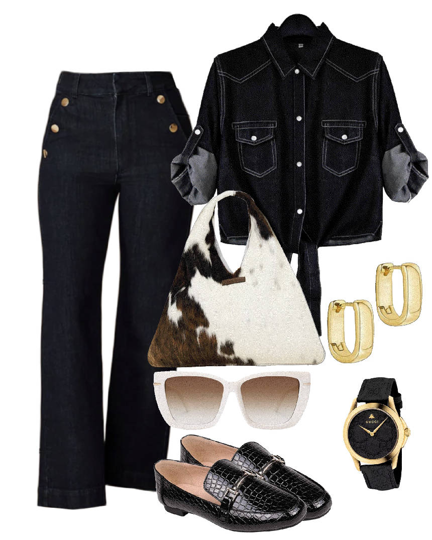 denim on denim in black jeans