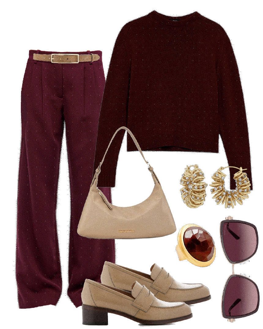 low rise pants monochromatic style