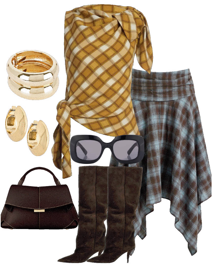 plaid skirt and plaid top