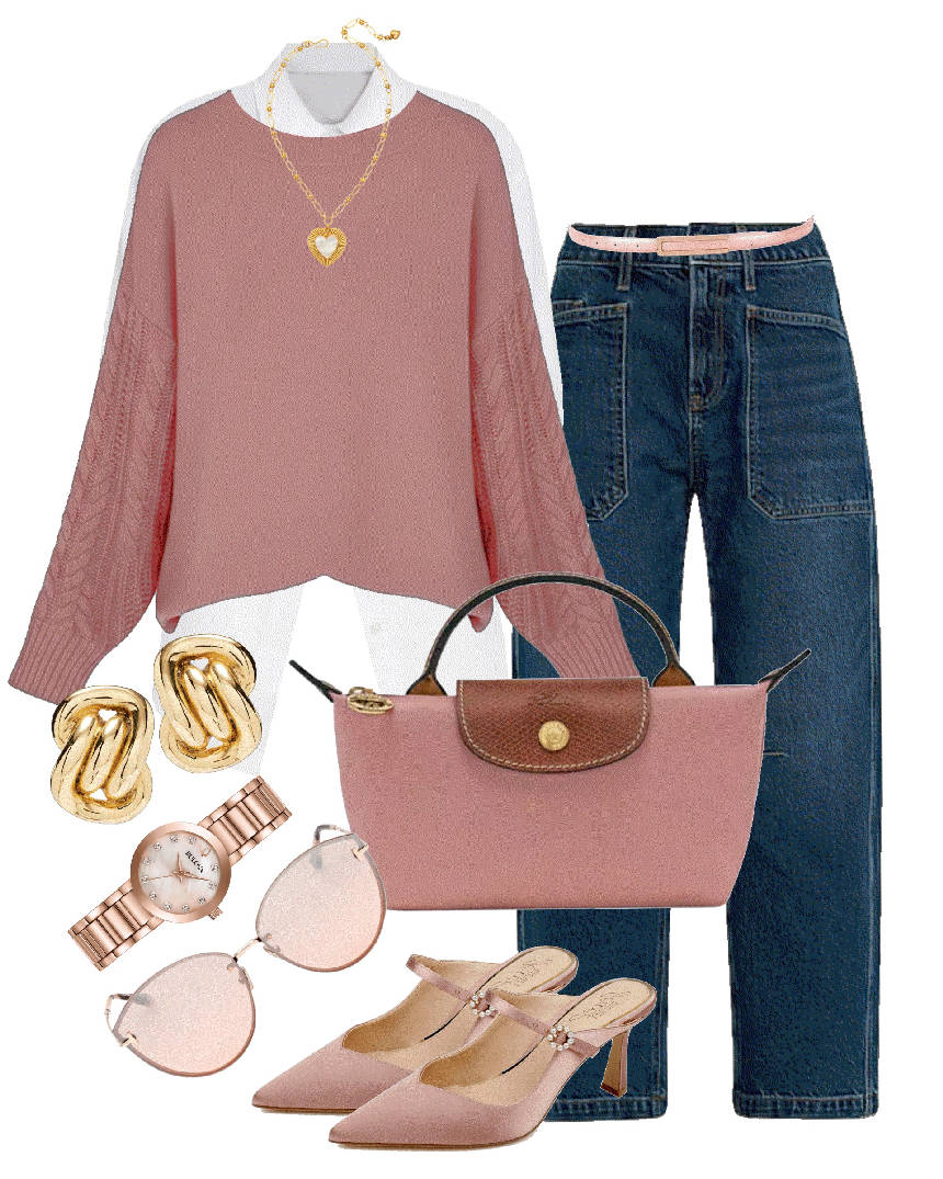 barrel jeans in preppy style