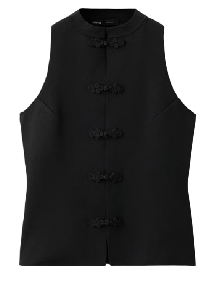 Black knit vest with toggles Mango