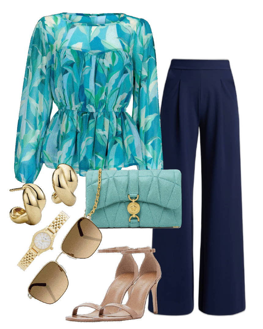 work style with a cute sheer blouse