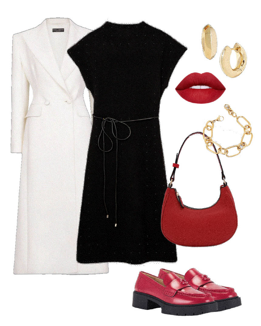 red loafers with black dress