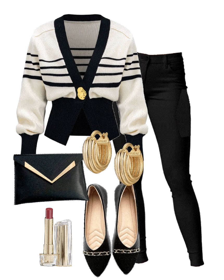 crop cardigan and black jeans