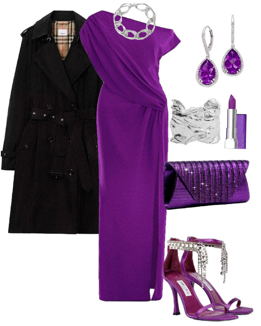 strong purple wrap dress for the night