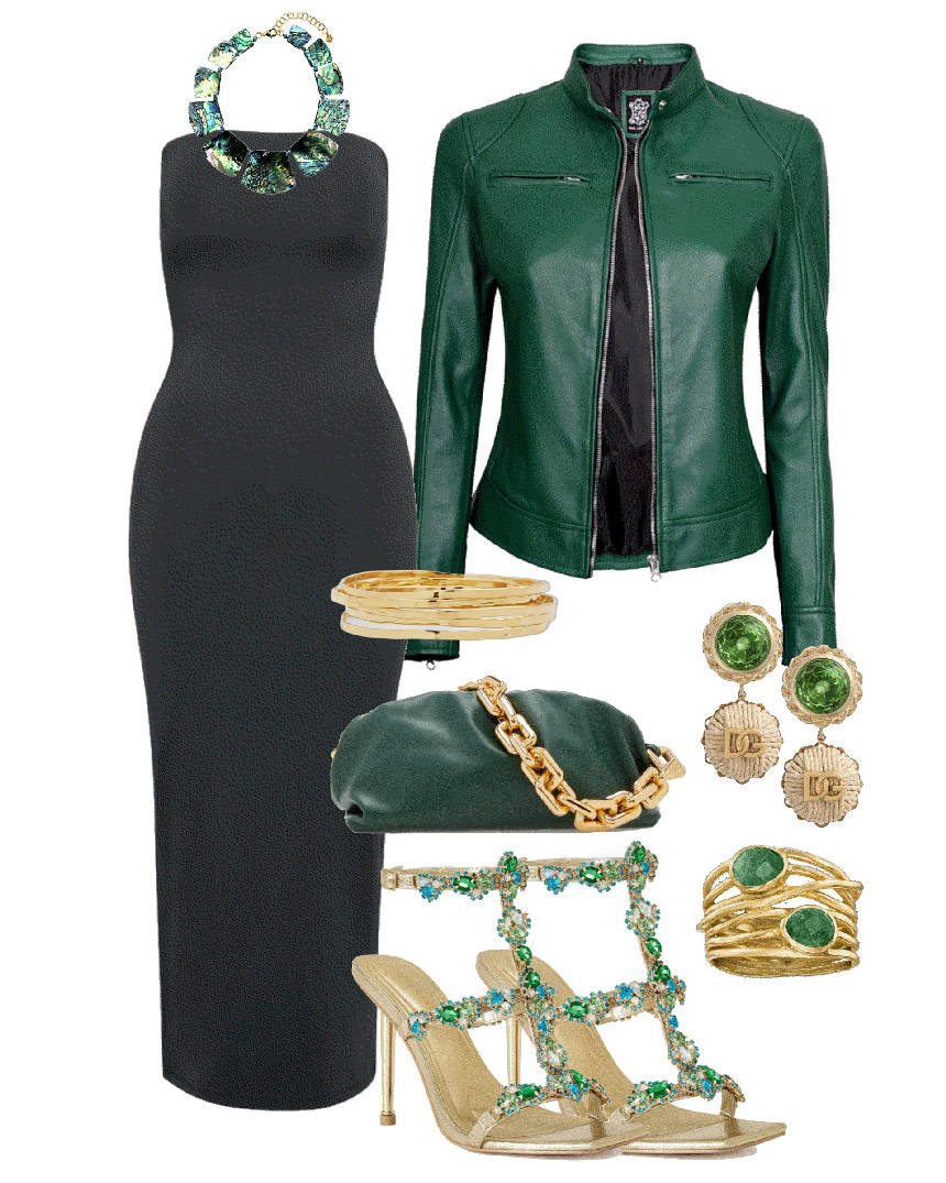 bodycon strapless dress and jacket