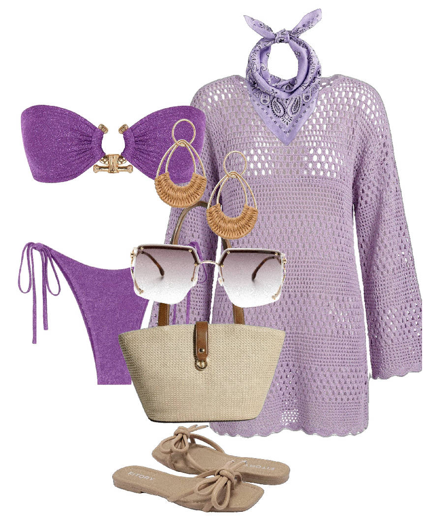 pool or beach day with raffia bag