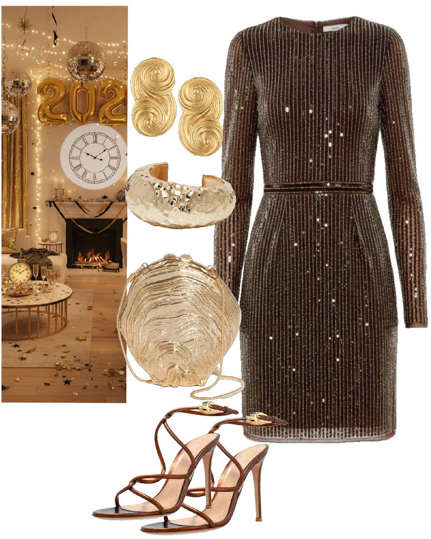 brown mini dress with shiny rhinstones