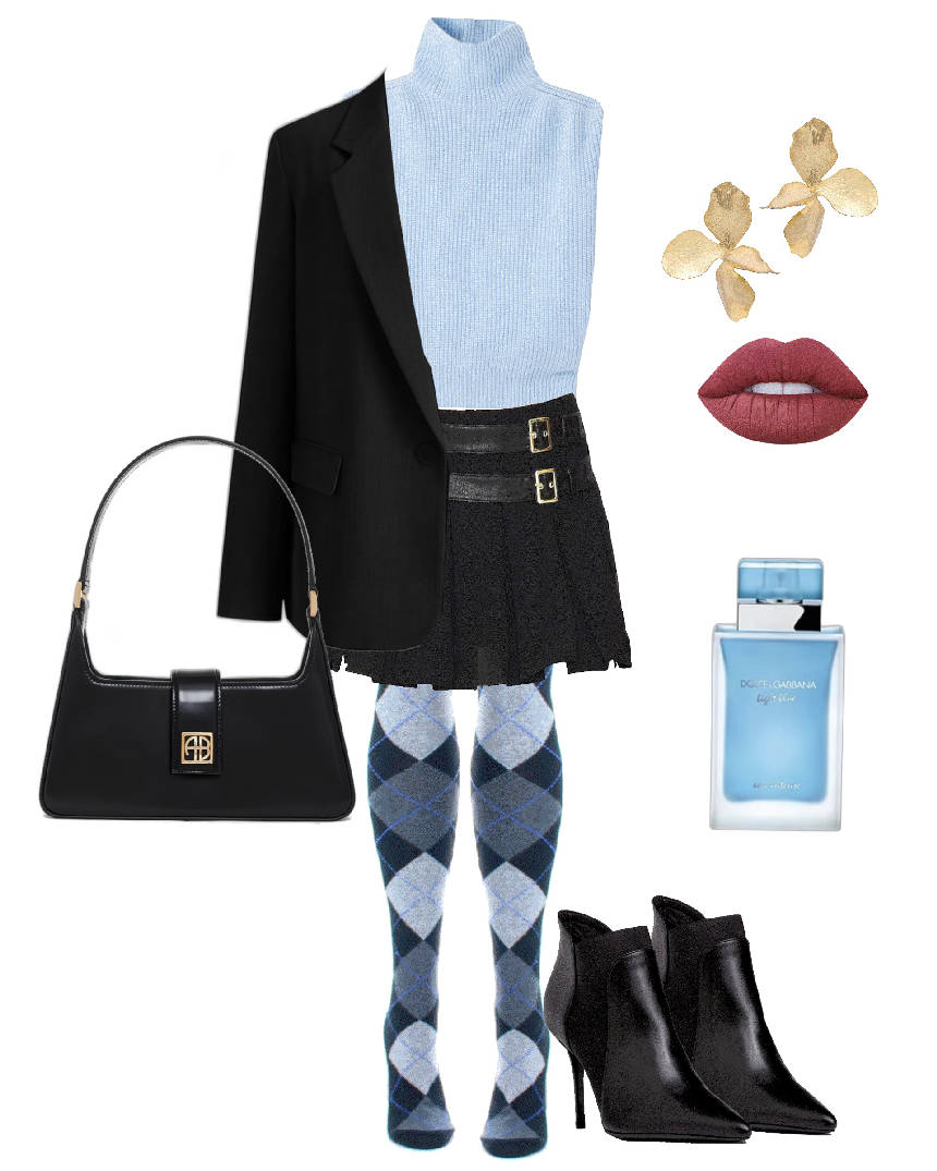 ankle botties socks and mini skirt