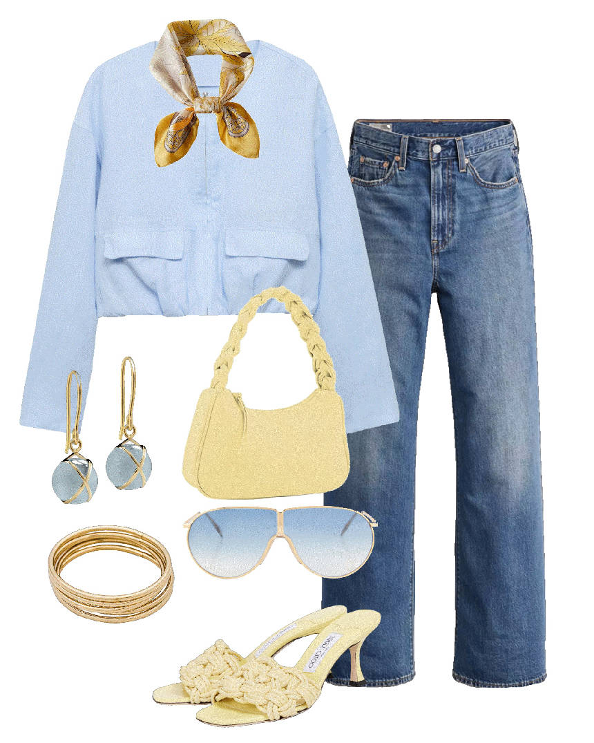 jeans style with butter yellow accessories