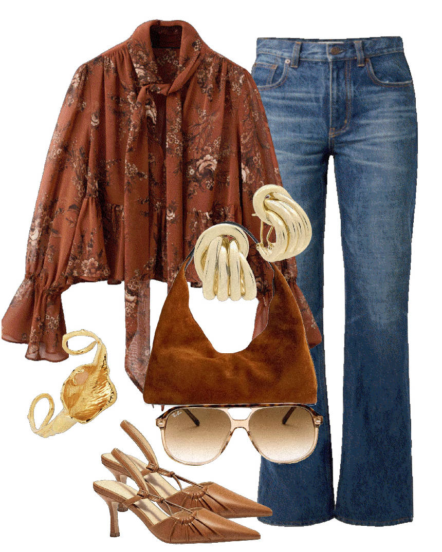 slim leg jeans and nice blouse