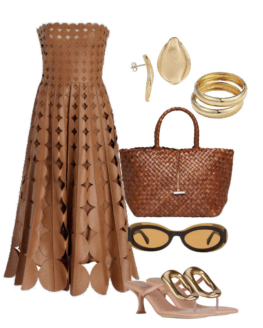kitten heel and strapless dress outfit