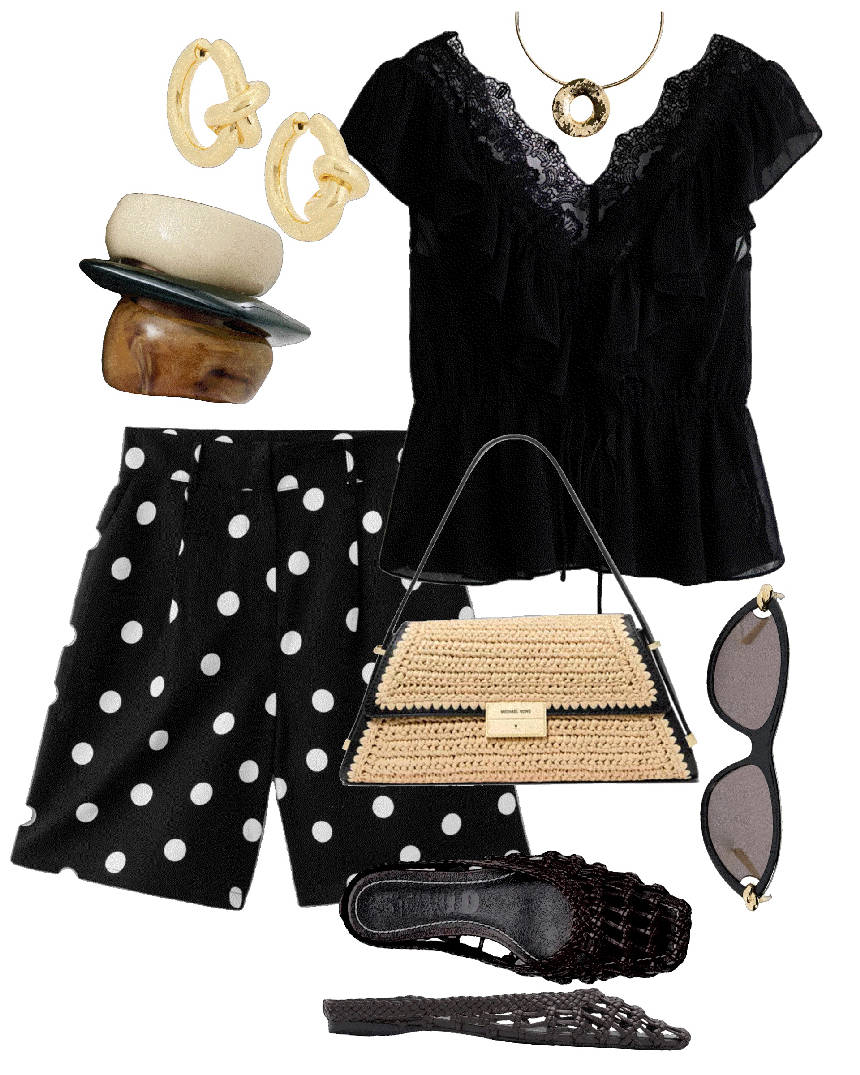 casual shorts in polka dot print