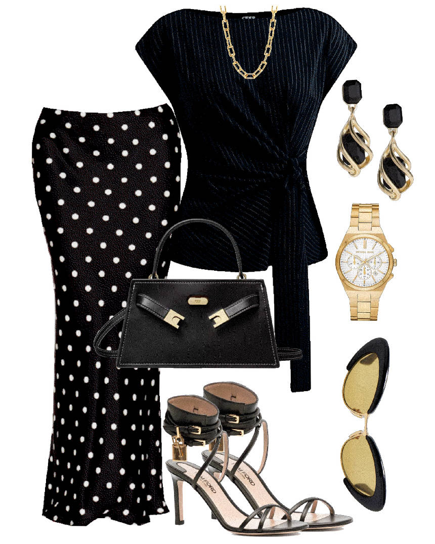 belted top and bodycon maxi pencil skirt
