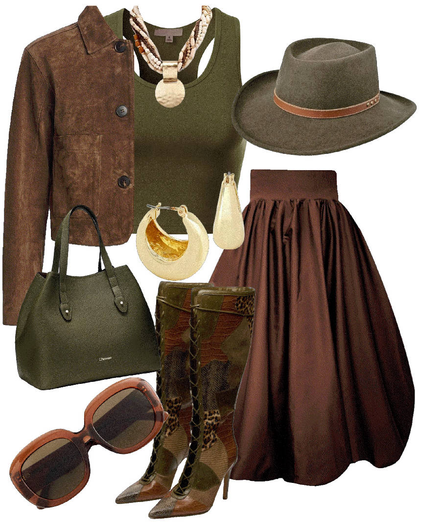 pointed toe lace boots and skirt