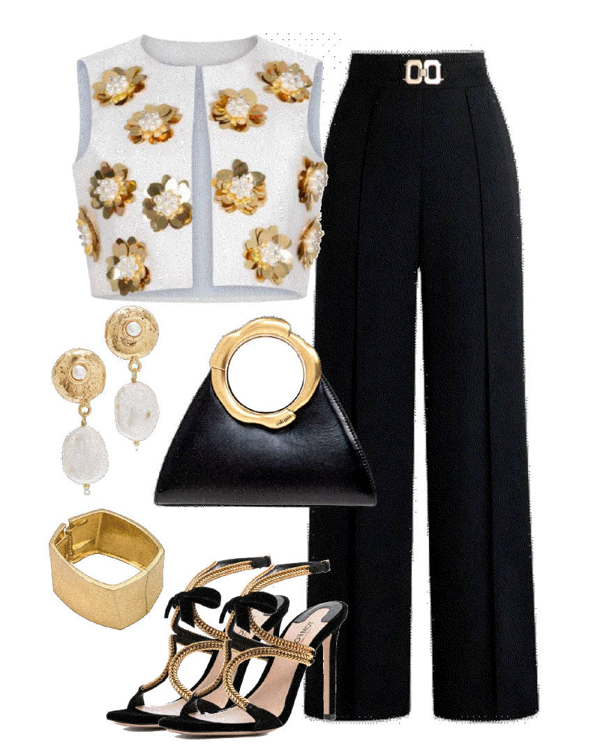 high waist pants in black tones
