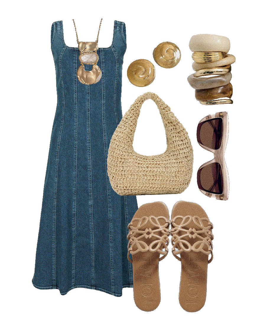 a-line dress in denim