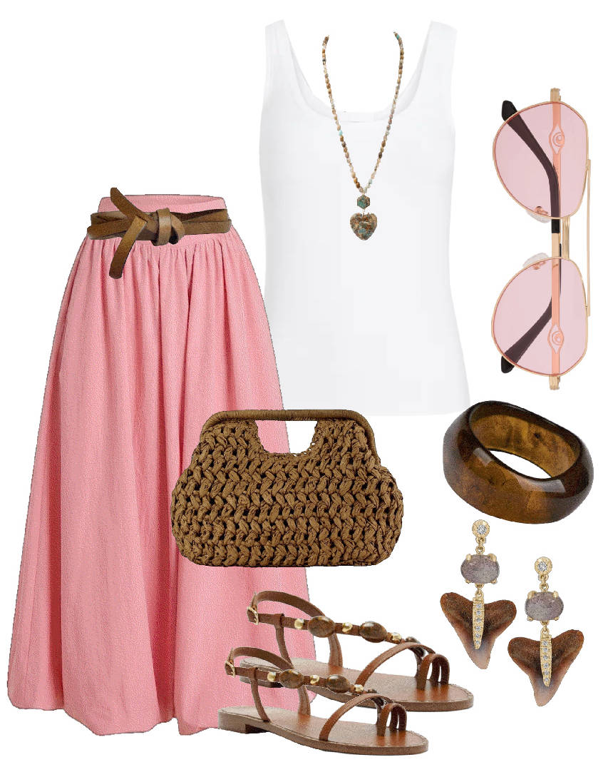 beaded sandals and balloon skirt