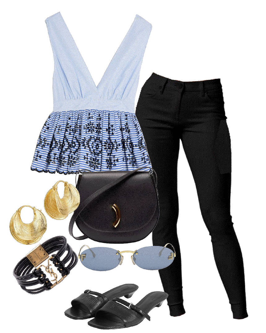 v-neck blouse and skinny jeans