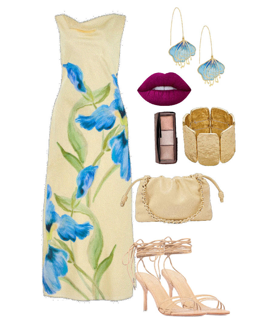 cute strappy sandals and floral dress