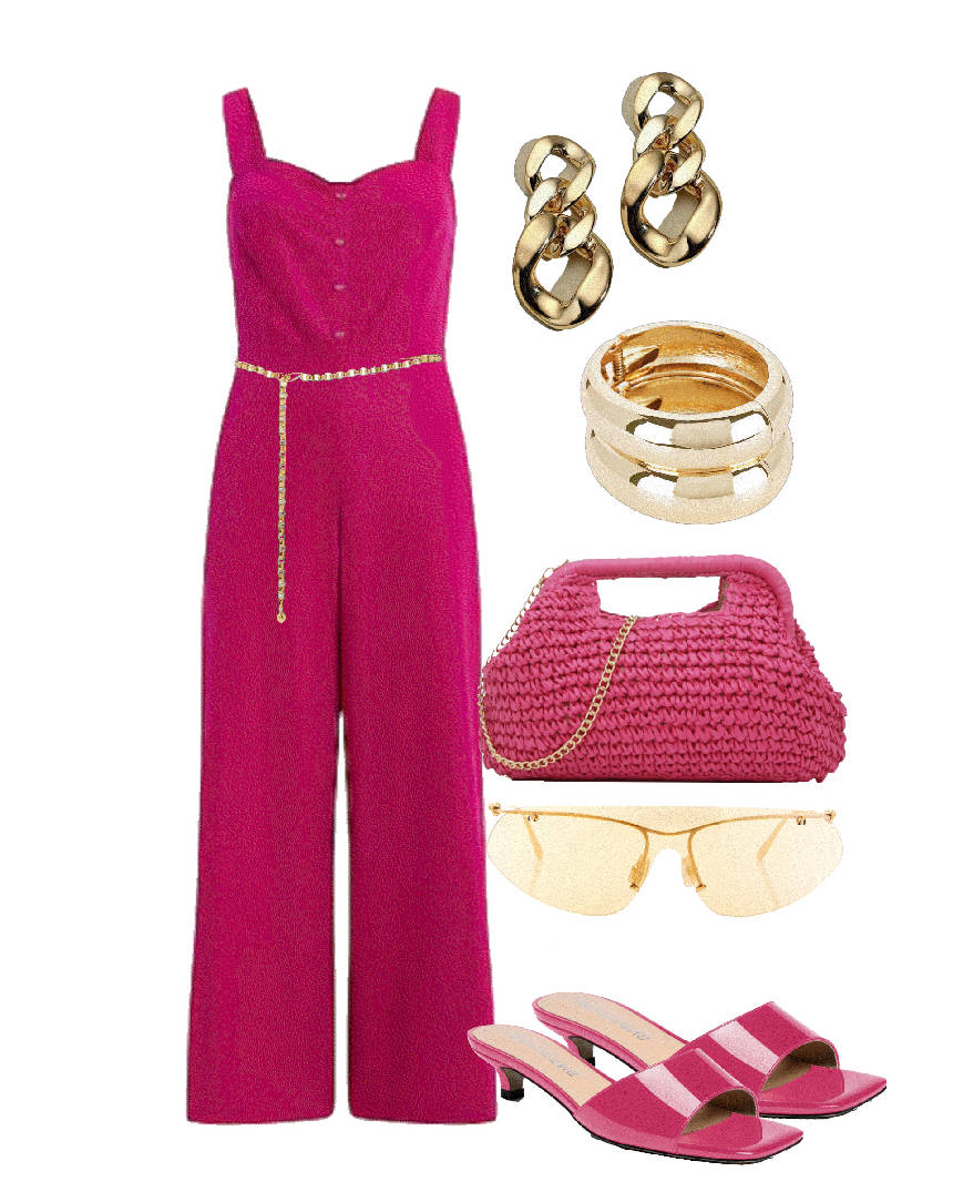 strong pink jumpsuit warm color
