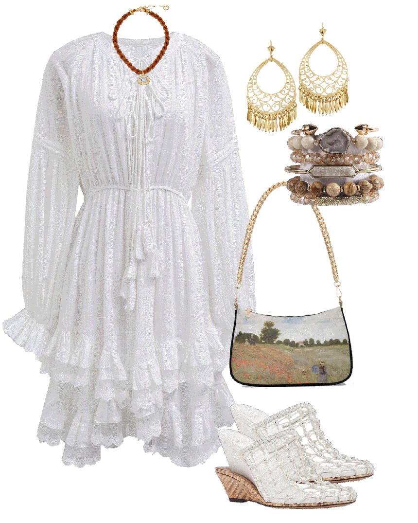 white bohemian style mini dress