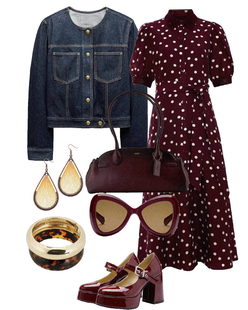 maxi shirt dress and denim jacket