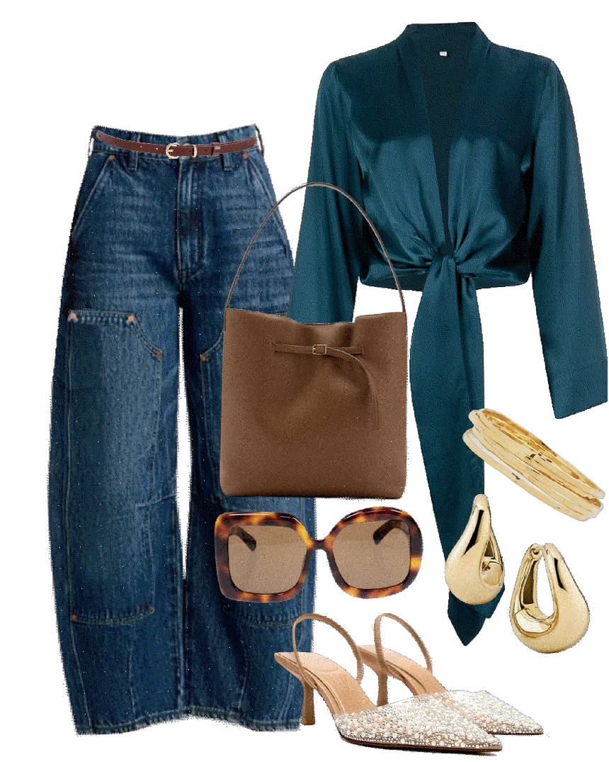 knot tie bouse and barrel jeans