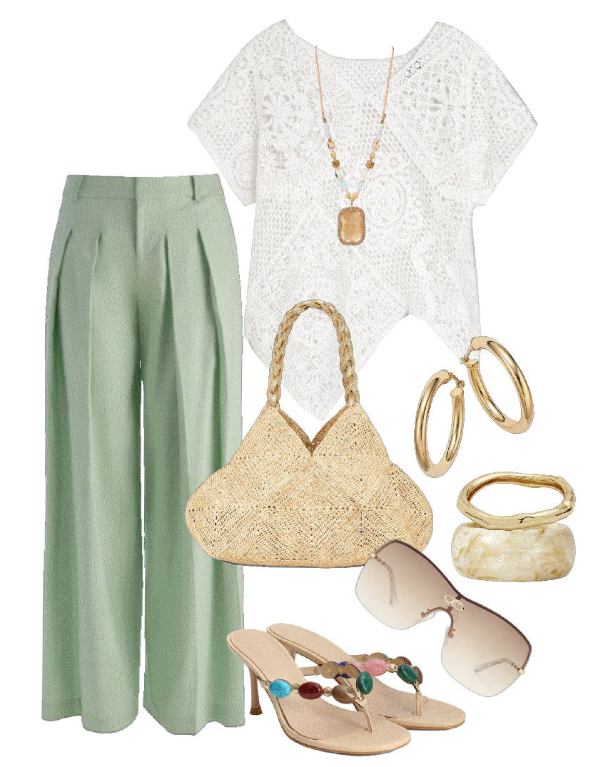 rocking flip flops and linen pants