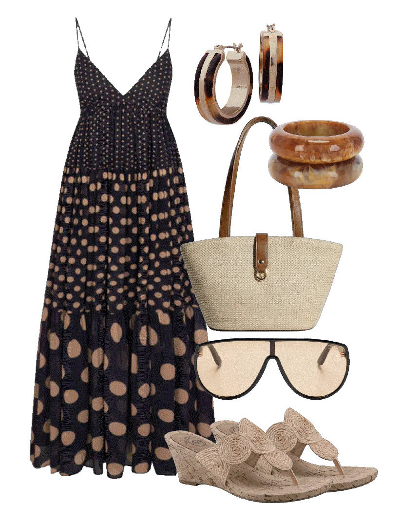 maxi dress and slide wedges