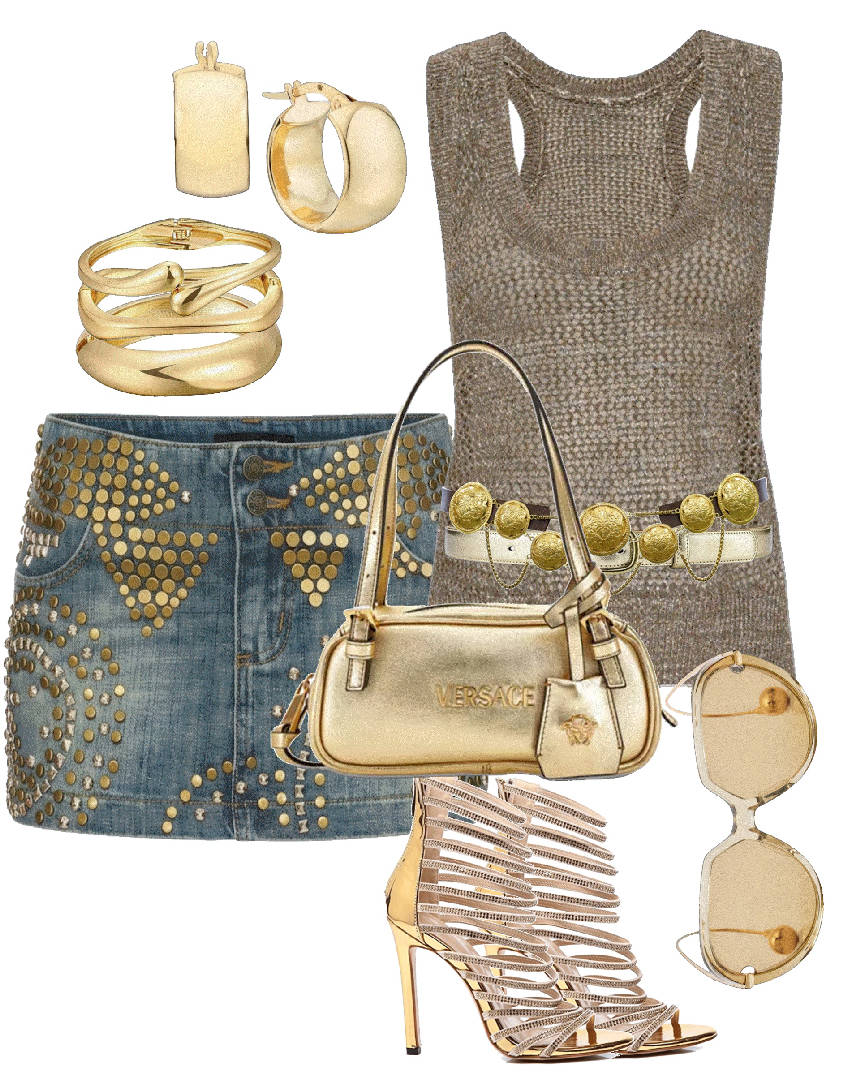 mini denim skirt and booties