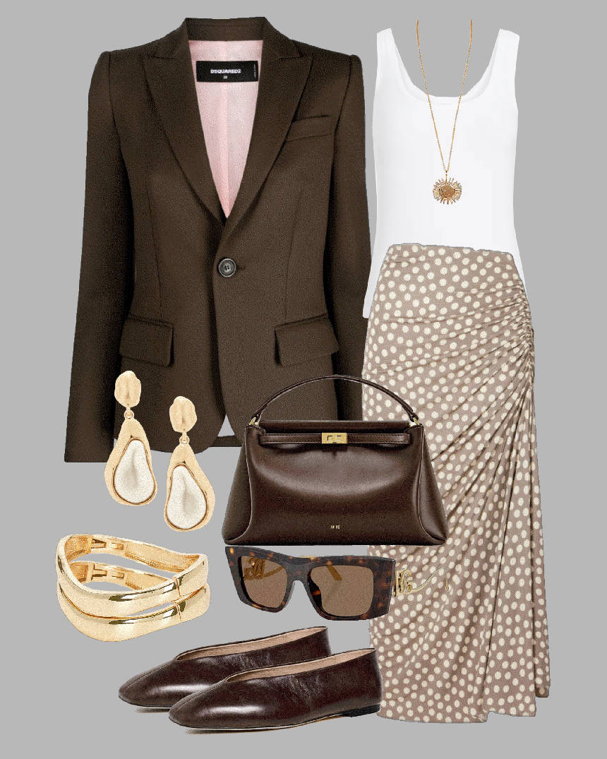 polka dot column wrap skirt