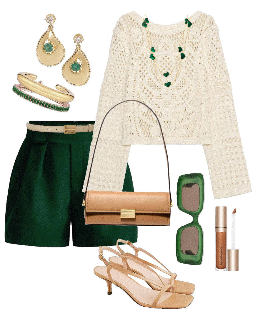green shirts styled with knot sweater