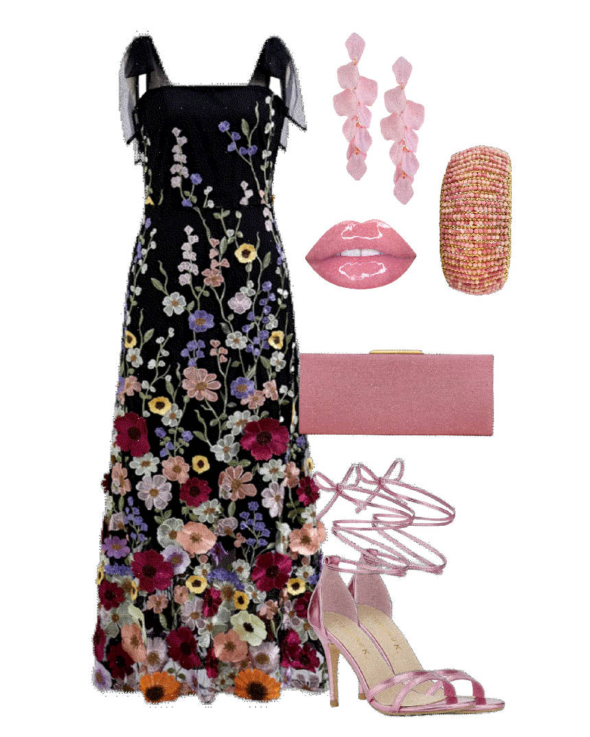 black embellished flower dress