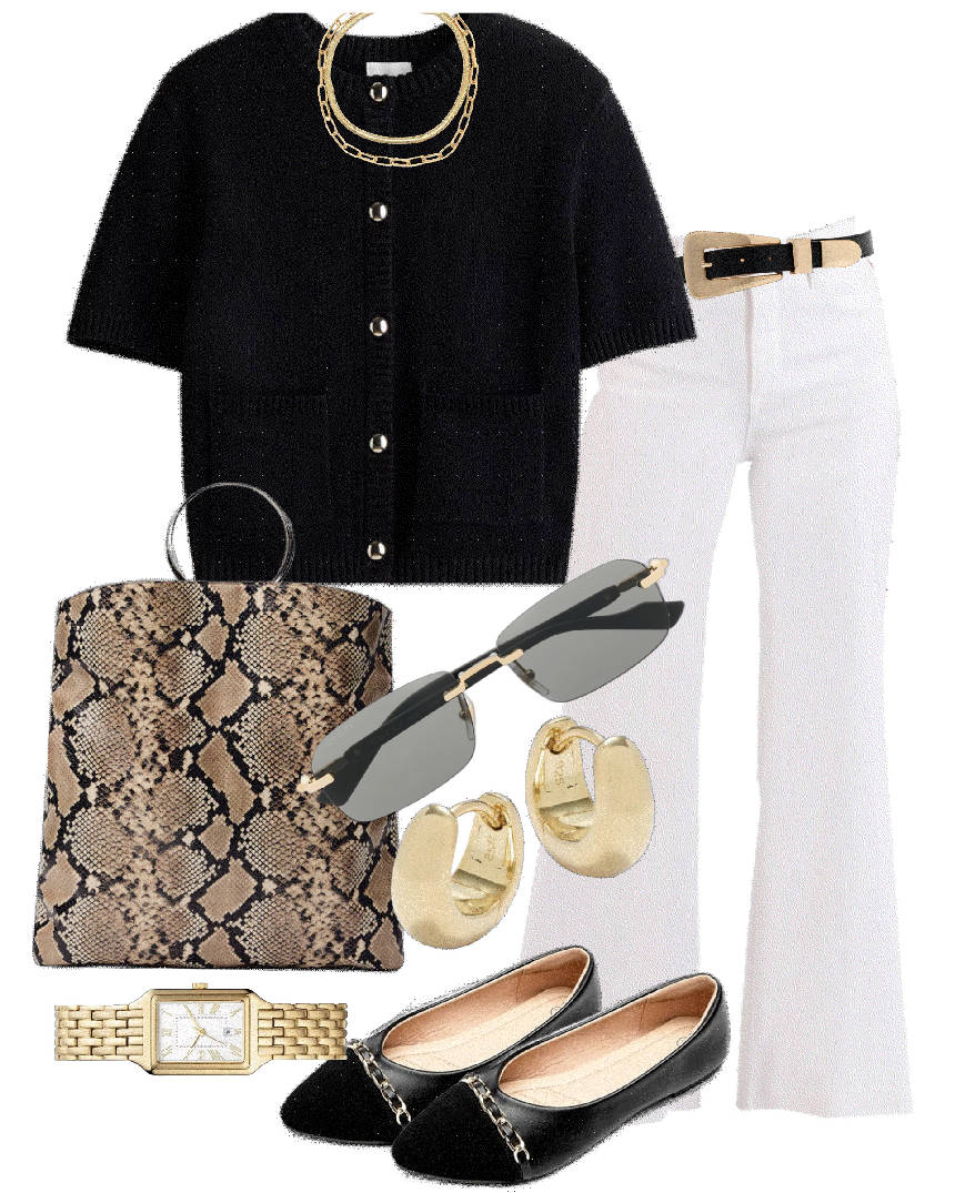animal pritn top handle bag and jeans
