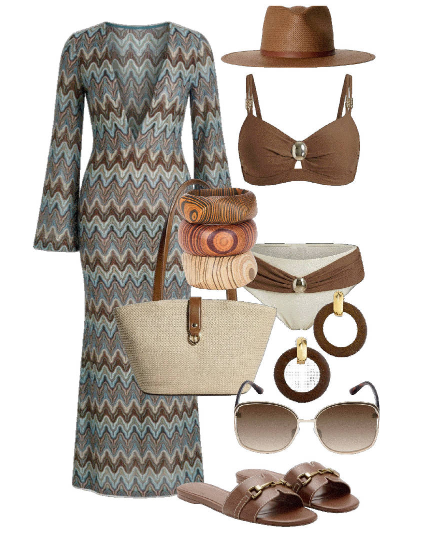 maxi crochet dress and bikini